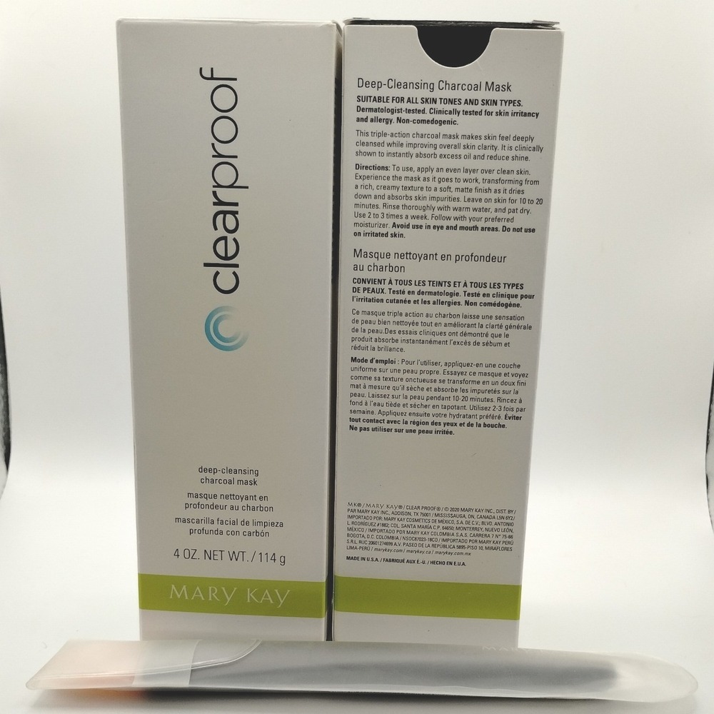 Lot of 2 Mary Kay Clear Proof Deep Cleansing Charcoal Mask 4oz with Brush New - Picture 2 of 3